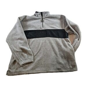 VTG Perry Ellis 1/4 Zip Front Pockets Fleece Mens Large Pullover Gray *Read*